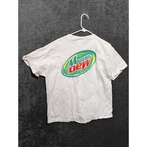 Vintage Mountain Dew TShirt Mens XL White Fruit of the Loom Heavy Cotton 90s Tee